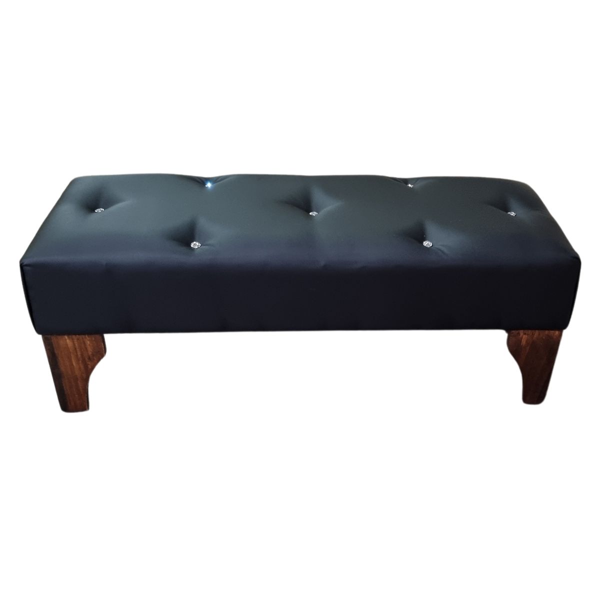 GENERICO - Banqueta Botón Diamante Negro Eco Cuero 100x40x40