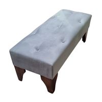 Banqueta Botón Gris Felpa 100x40x40