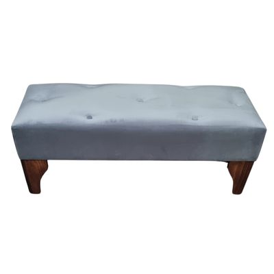 Imagen 2 del producto Banqueta Botón Gris Felpa 100x40x40
