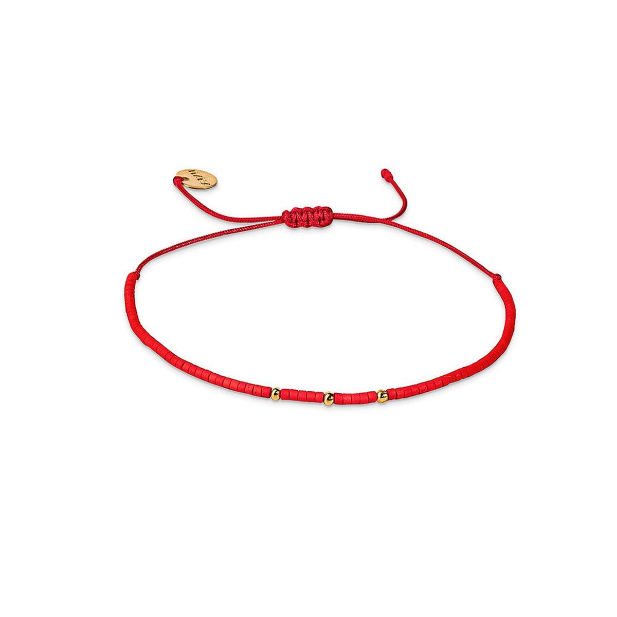 ZAZU - Pulsera Roja con Mostacillas Bañadas en Oro