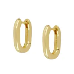 TULIPA - Argollas Rectangulares Plata Bañada En Oro