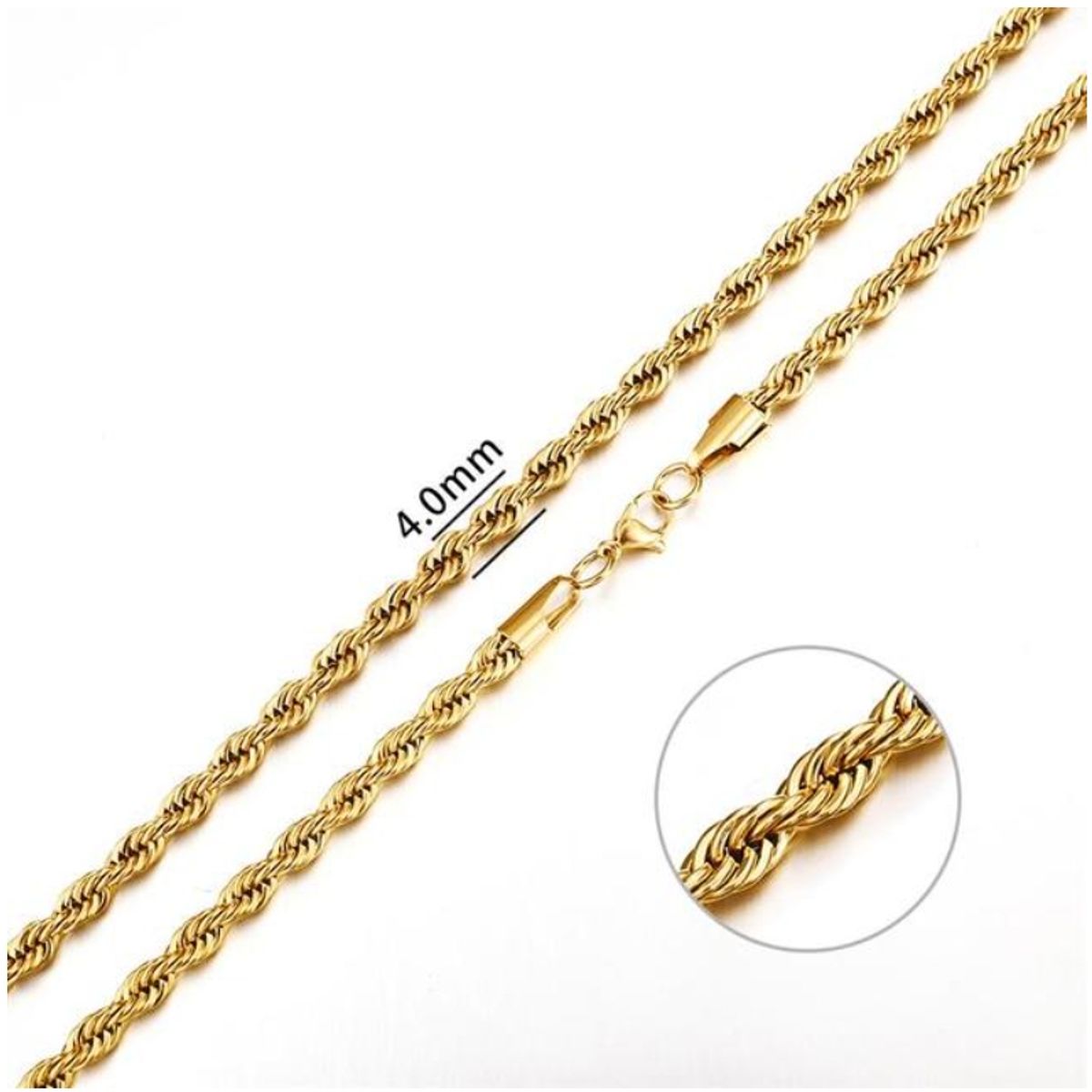 GENERICO - Collar Cadena Para Hombre Acero Inoxidable Torbillon 4mm 50cm