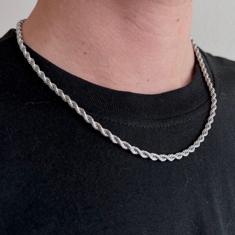 GENERICO - Collar Cadena Para Hombre Acero Inoxidable Torbillon 4mm 50cm