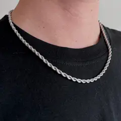 GENERICO - Collar Cadena Para Hombre Acero Inoxidable Torbillon 4mm 50cm
