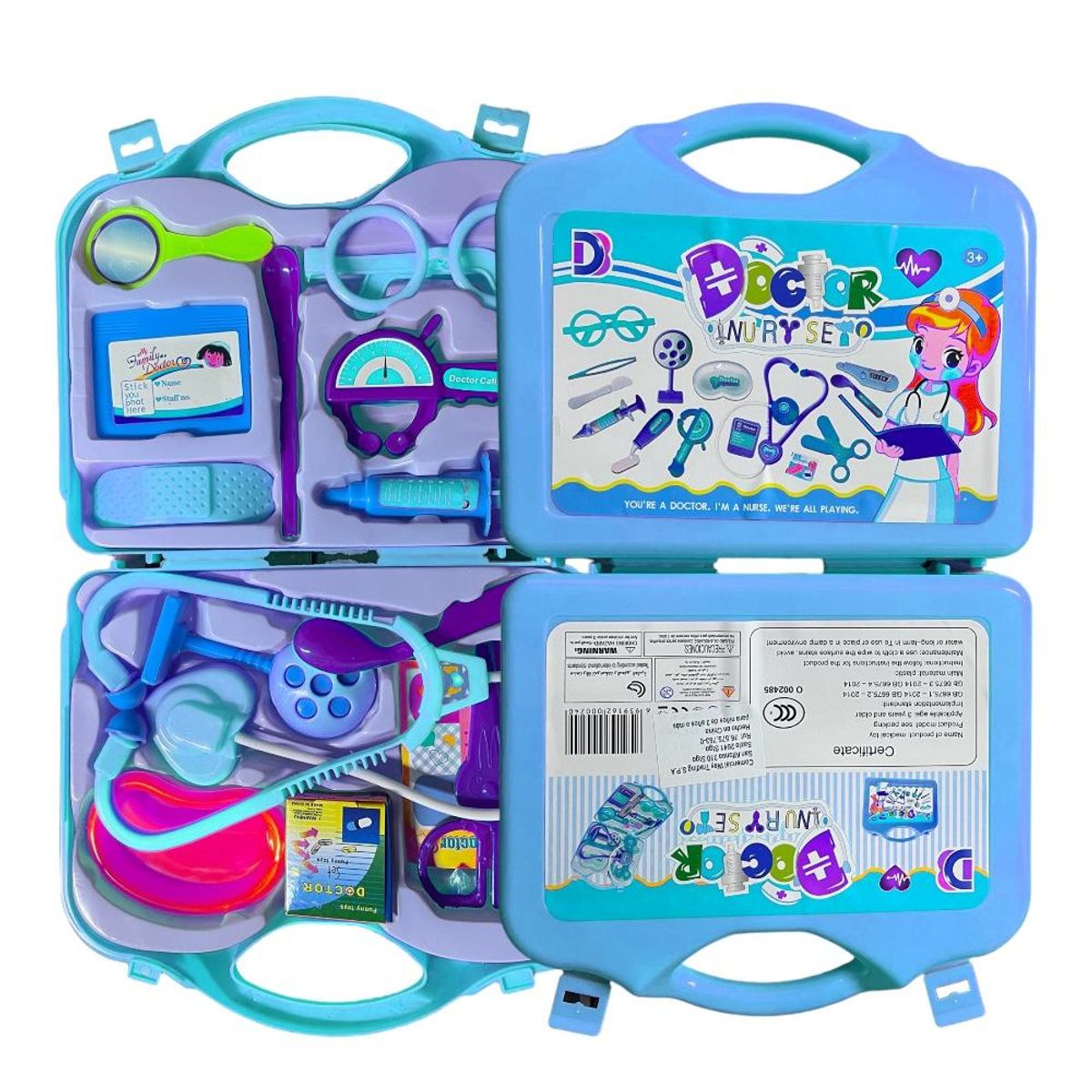 GENERICO - Kit Maleta Doctor Plana Médico Juguete Niños 14 Pcs Celeste