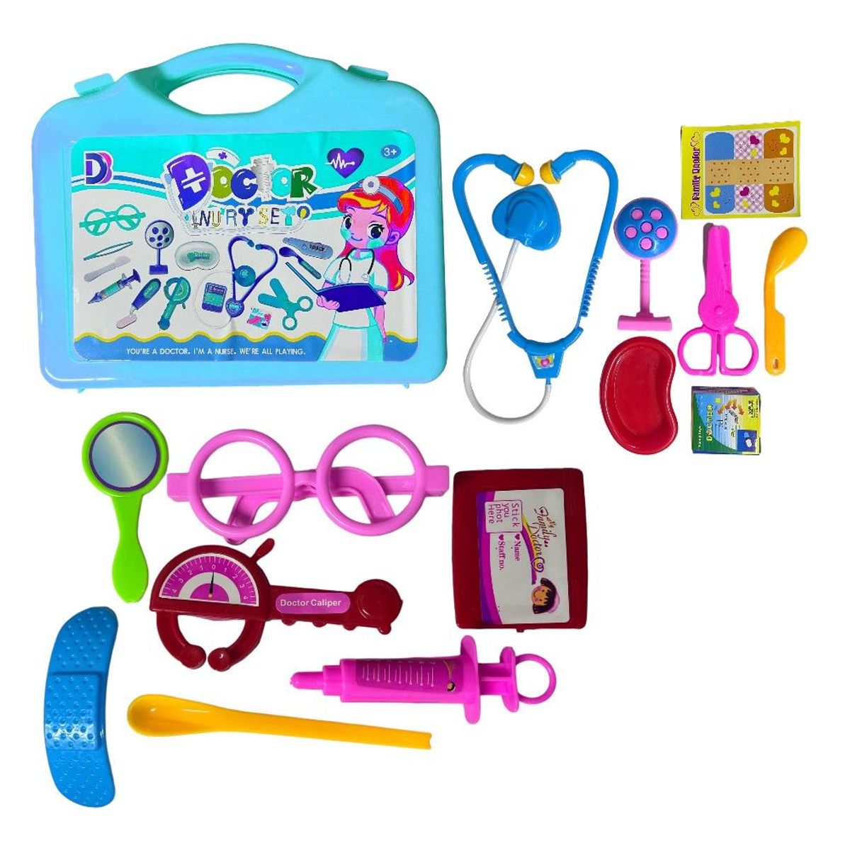 GENERICO - Kit Maleta Doctor Plana Médico Juguete Niños 14 Pcs Celeste