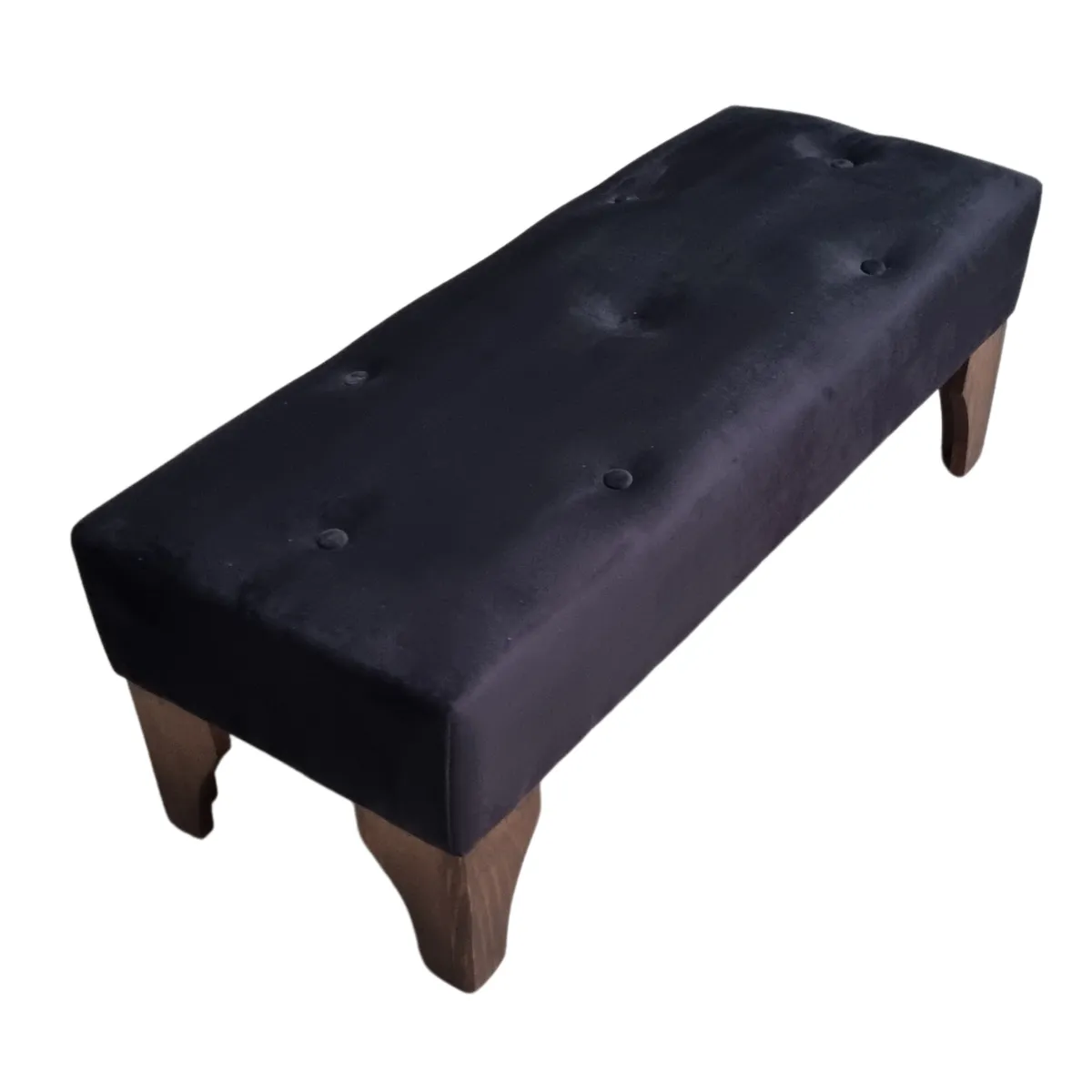 GENERICO - Banqueta Botón Negro Felpa 100x40x40 Rimar