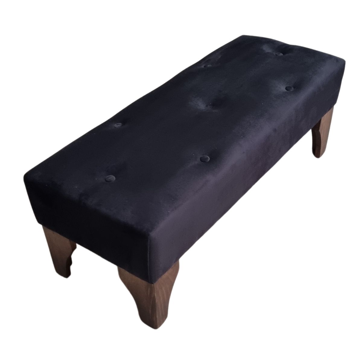 GENERICO - Banqueta Botón Negro Felpa 100x40x40 Rimar