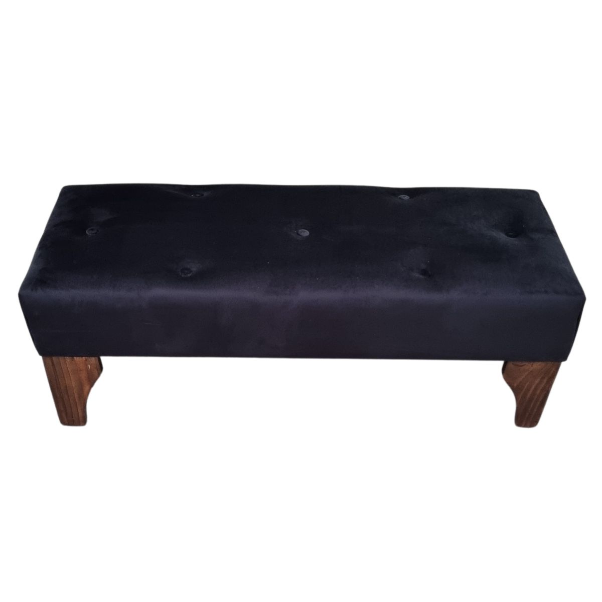 GENERICO - Banqueta Botón Negro Felpa 100x40x40 Rimar