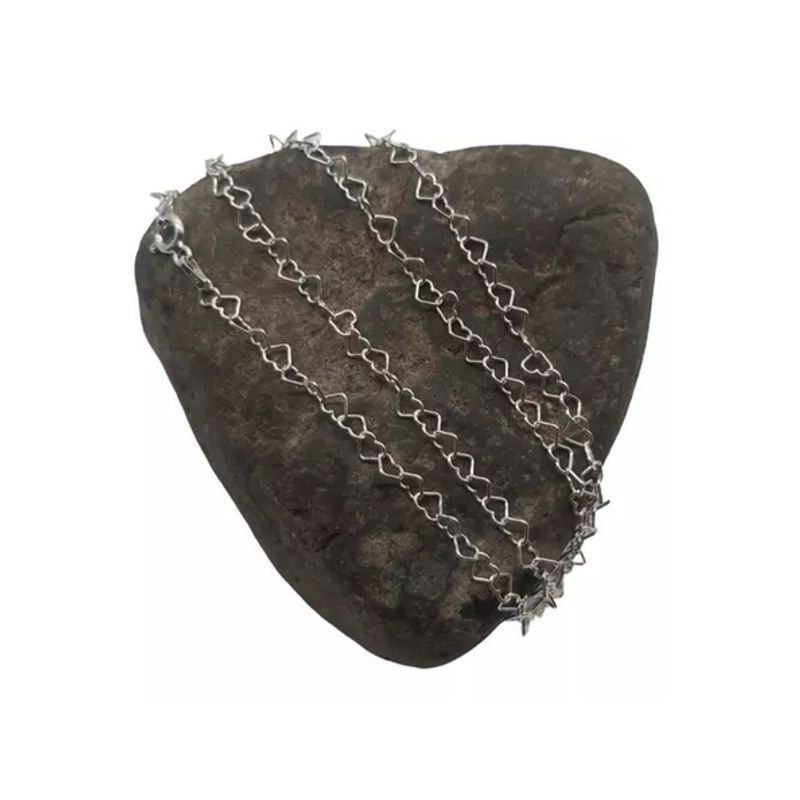 GENERICO - Cadena Mujer Corazones Plata Italiana 925 - 50 Cm