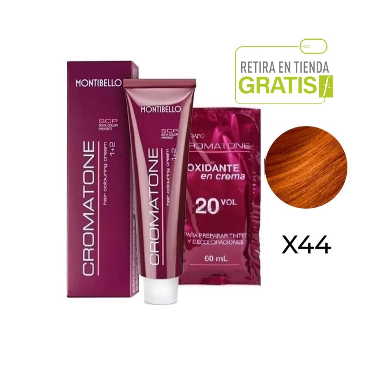 MONTIBELLO - Tintura Permanente Cromatone x44 XTREAM Cobre Intenso+  Oxidante
