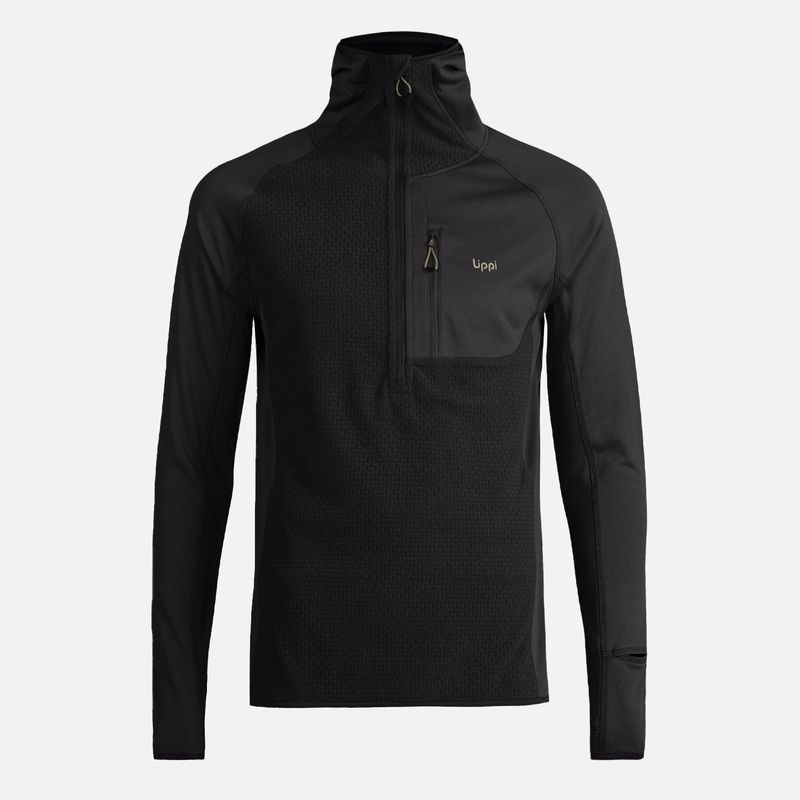LIPPI - Poleron Hombre Jacaranda Mountain Nano-F 1/4 Zip Hoody Negro Lippi