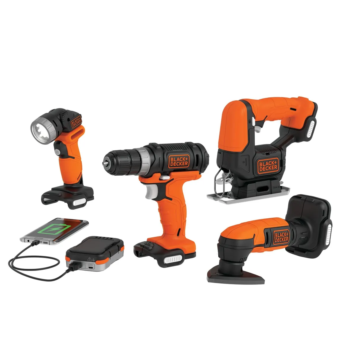 BLACK+DECKER - Kit Gopack 4 Herramientas eléctricas 12V BLACK+DECKER