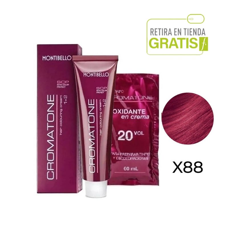 MONTIBELLO - Tintura Permanente Cromatone x88 XTREAM Púrpura Intenso+  Oxidante
