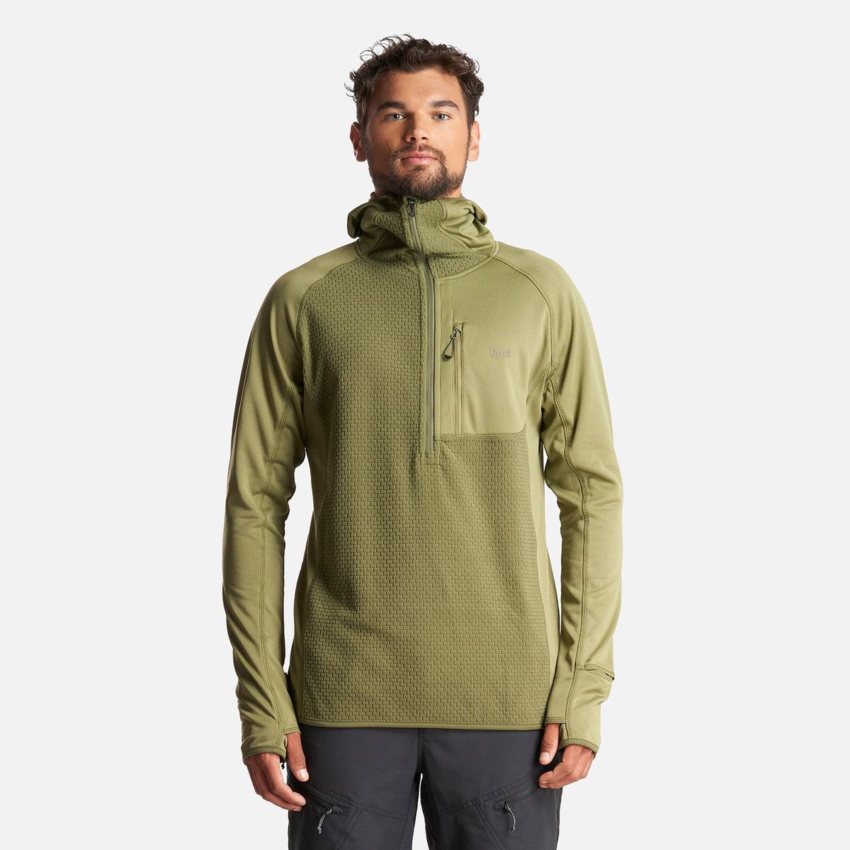 LIPPI - Poleron Hombre Jacaranda Mountain Nano-F 1/4 Zip Hoody Verde Lippi.-
