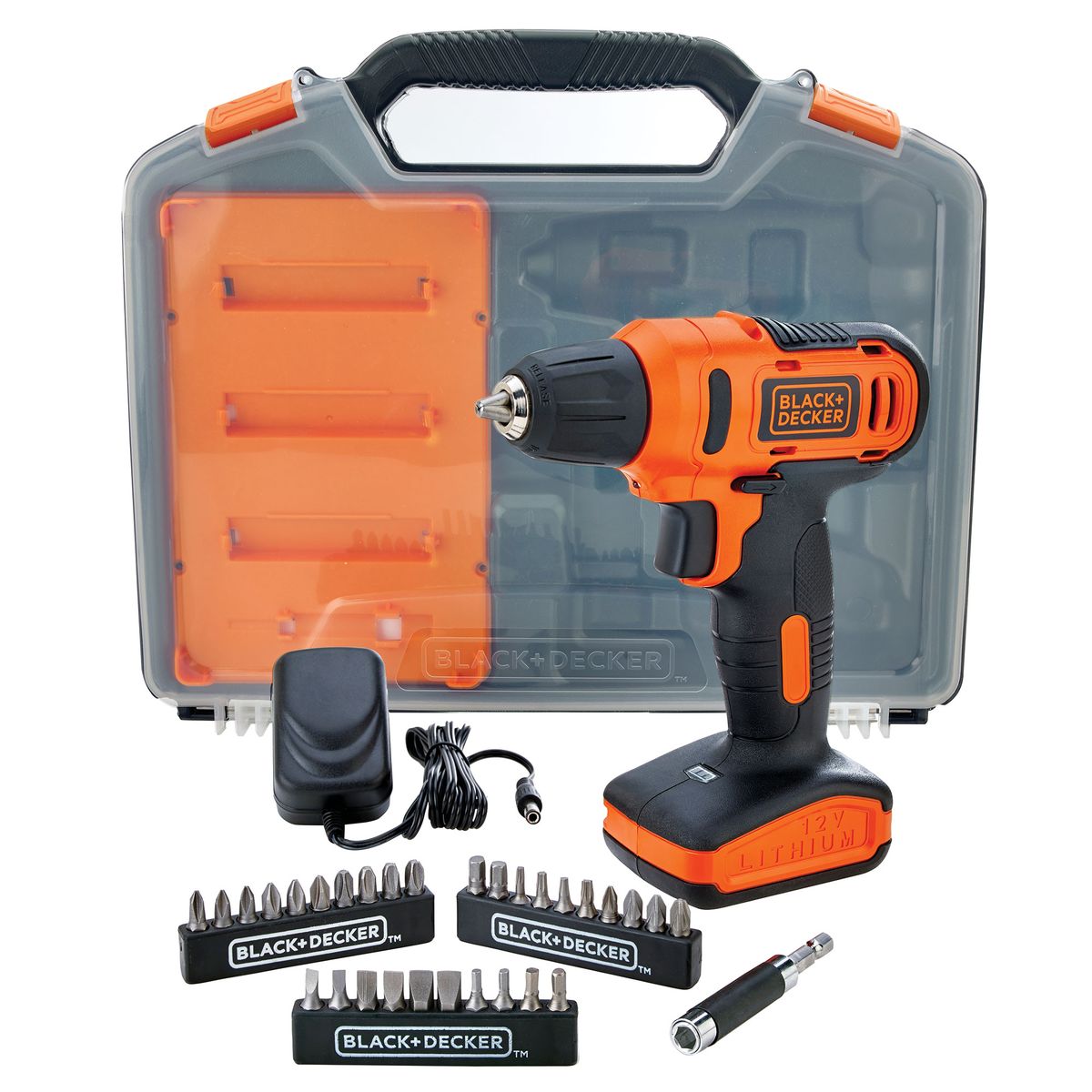 BLACK+DECKER - Kit Taladro Atornillador 12V + accesorios BLACK+DECKER