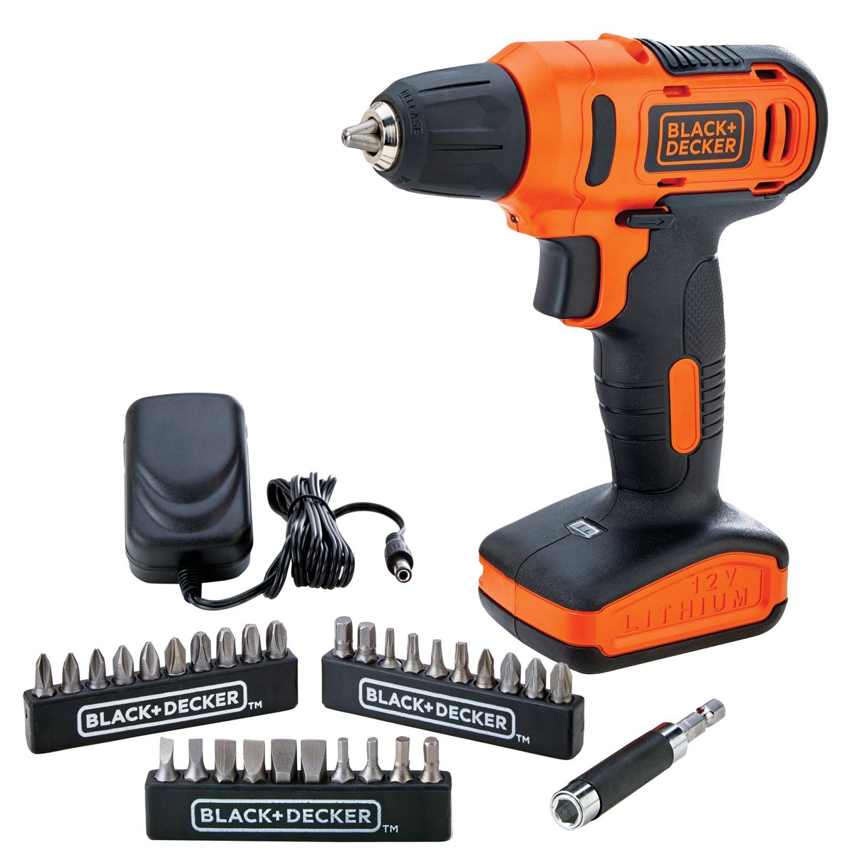 BLACK+DECKER - Kit Taladro Atornillador 12V + accesorios BLACK+DECKER