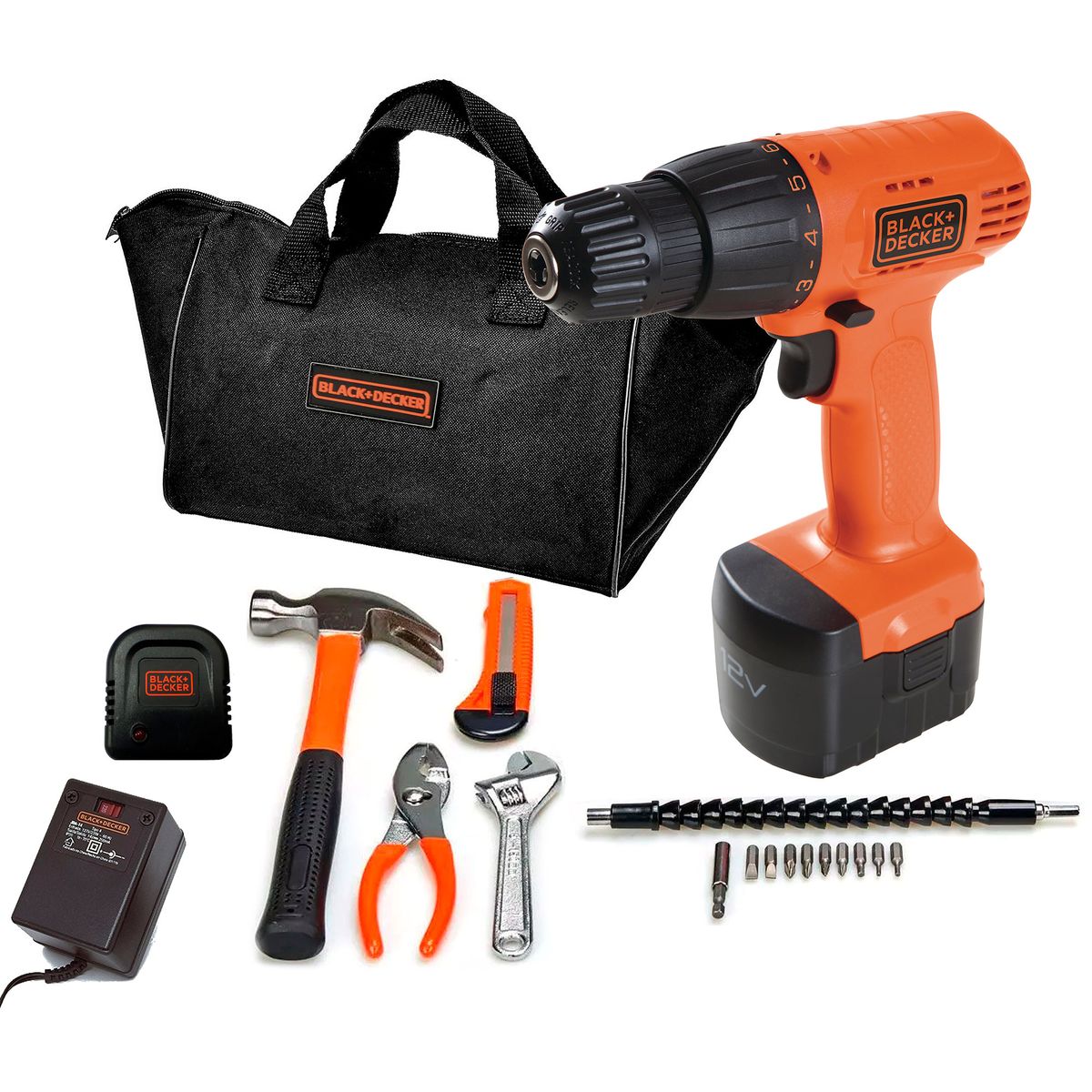 BLACK+DECKER - Taladro Atornillador 12V + 18 Accesorios BLACK+DECKER