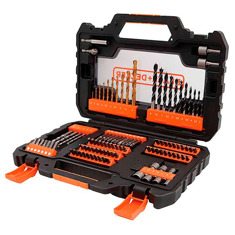 BLACK+DECKER - Set para atornillar y perforar 104 piezas BLACK+DECKER A7230-XJ