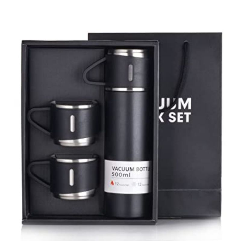 TAZ - Termo Vaso Térmico Acero Inoxidable - 500ml + 2 Tazas Tapa