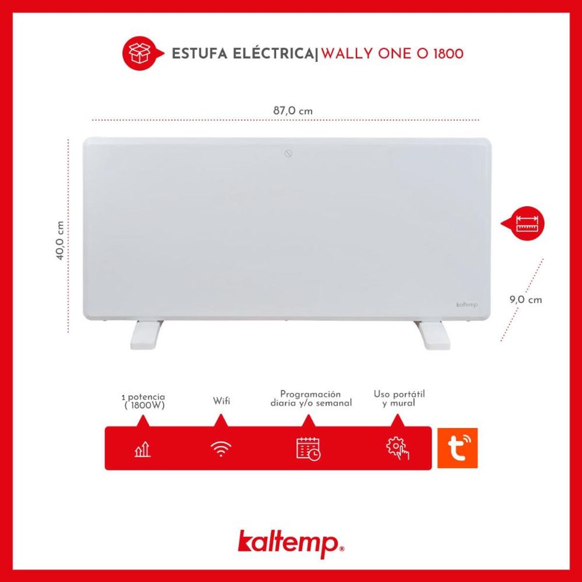 KALTEMP - Estufa Calefactor Eléctrico Kaltemp Wally One O 1800 Wifi