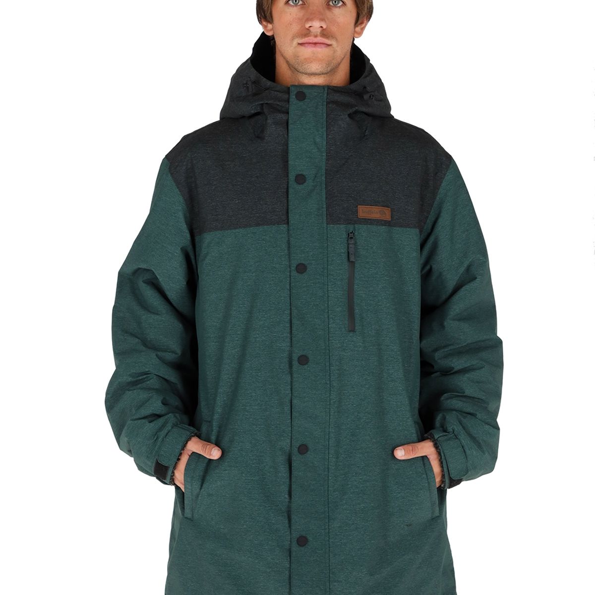 BUFFALO CHILE - Parka Impermeable Camaleon Petroleo - Negro Jaspeado Hombre