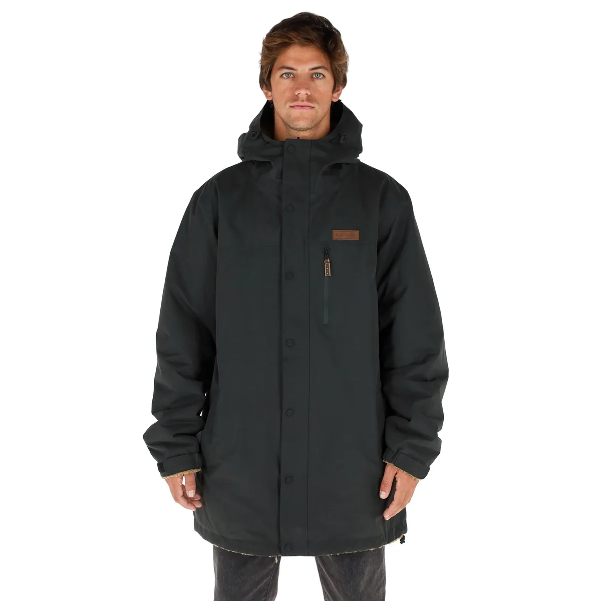 BUFFALO CHILE - Parka Impermeable Camaleon Negro - Mostaza Jaspeado Hombre