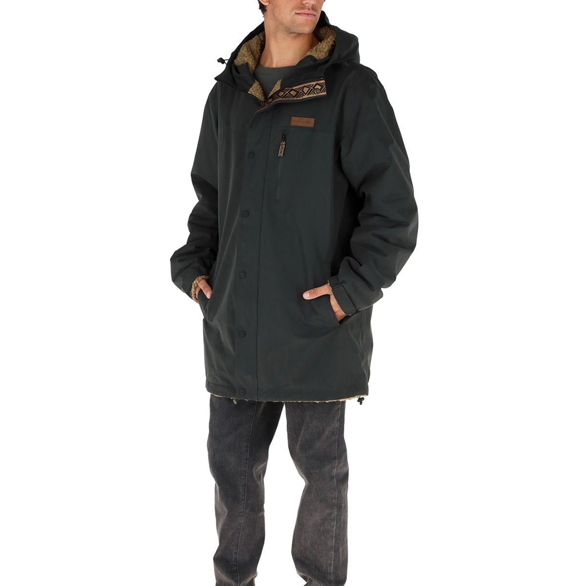 BUFFALO CHILE - Parka Impermeable Camaleon Negro - Mostaza Jaspeado Hombre