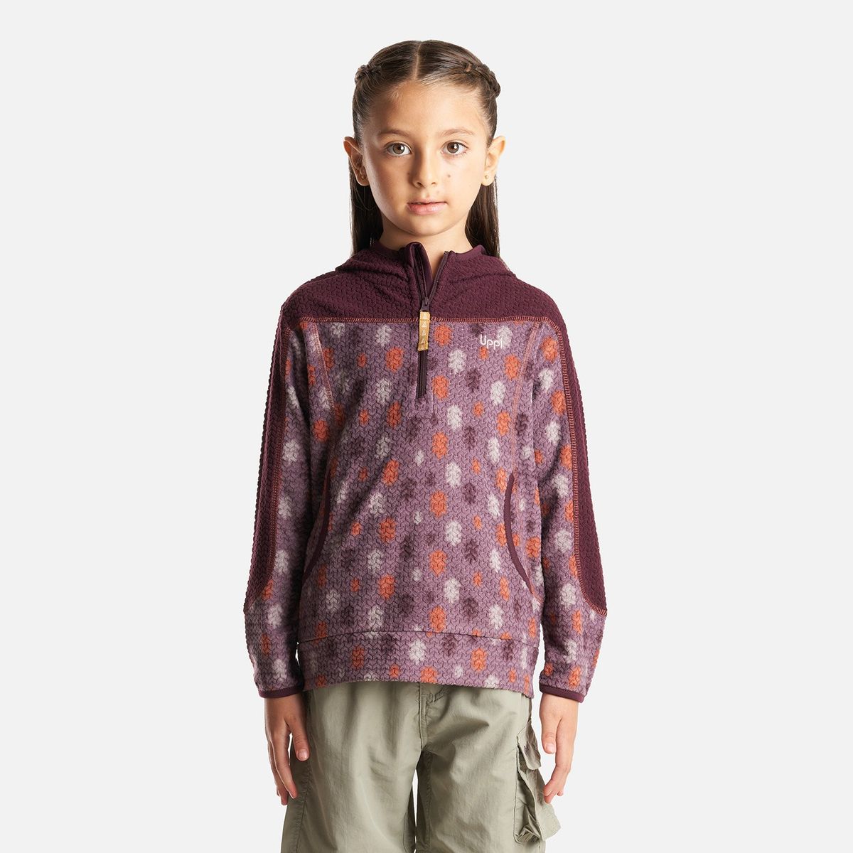 LIPPI - Poleron Niña Saltamontes Nano-F 14 Zip Hoody Print Burdeo Lippi