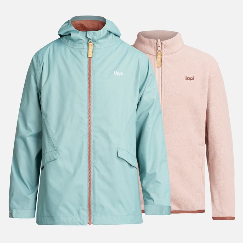 LIPPI - Chaqueta Niña Snowball Fusion-3 Hoody Jacket Jade Oscuro/Rosa Lippi