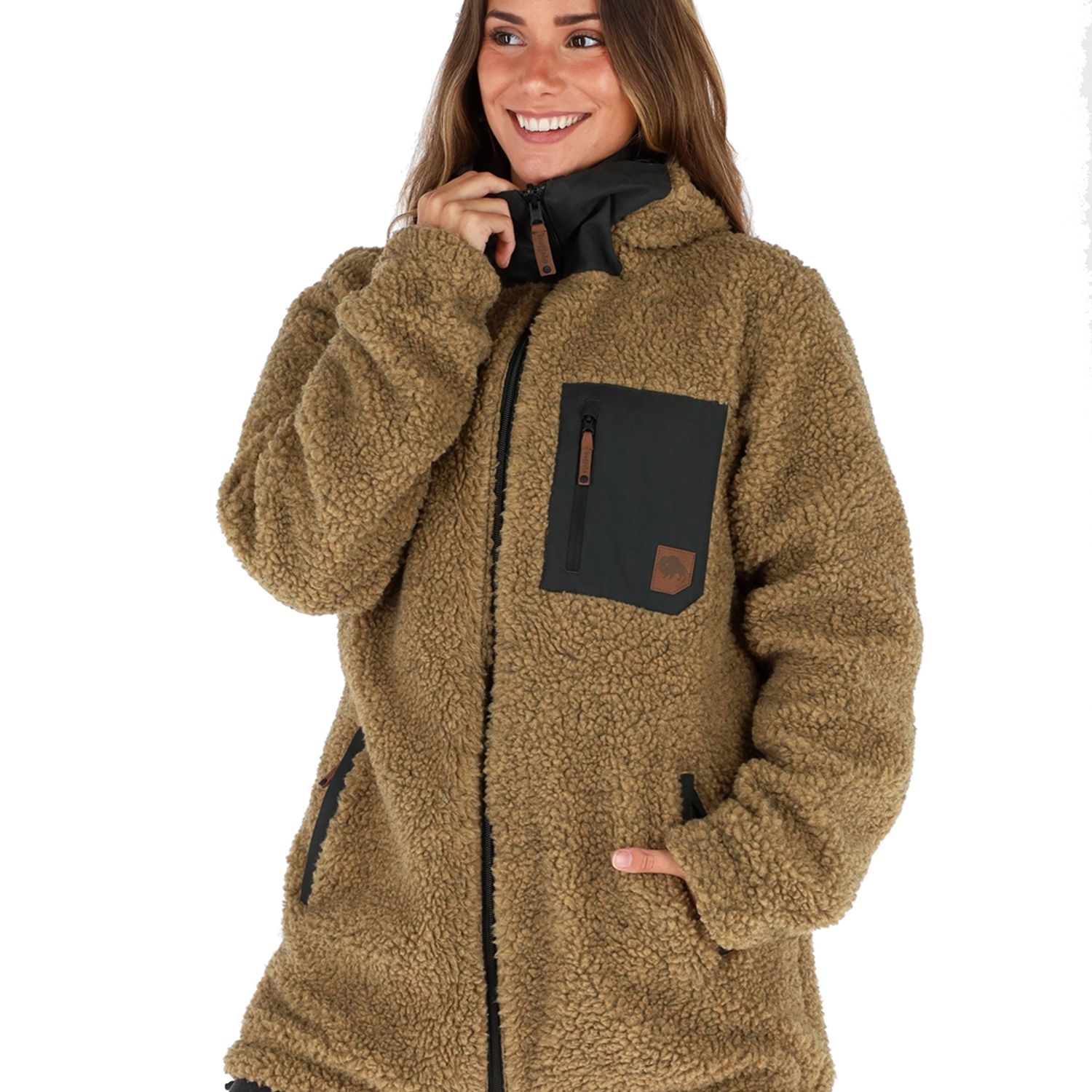 BUFFALO CHILE Parka Impermeable Camaleon Negro - Mostaza Jaspeado