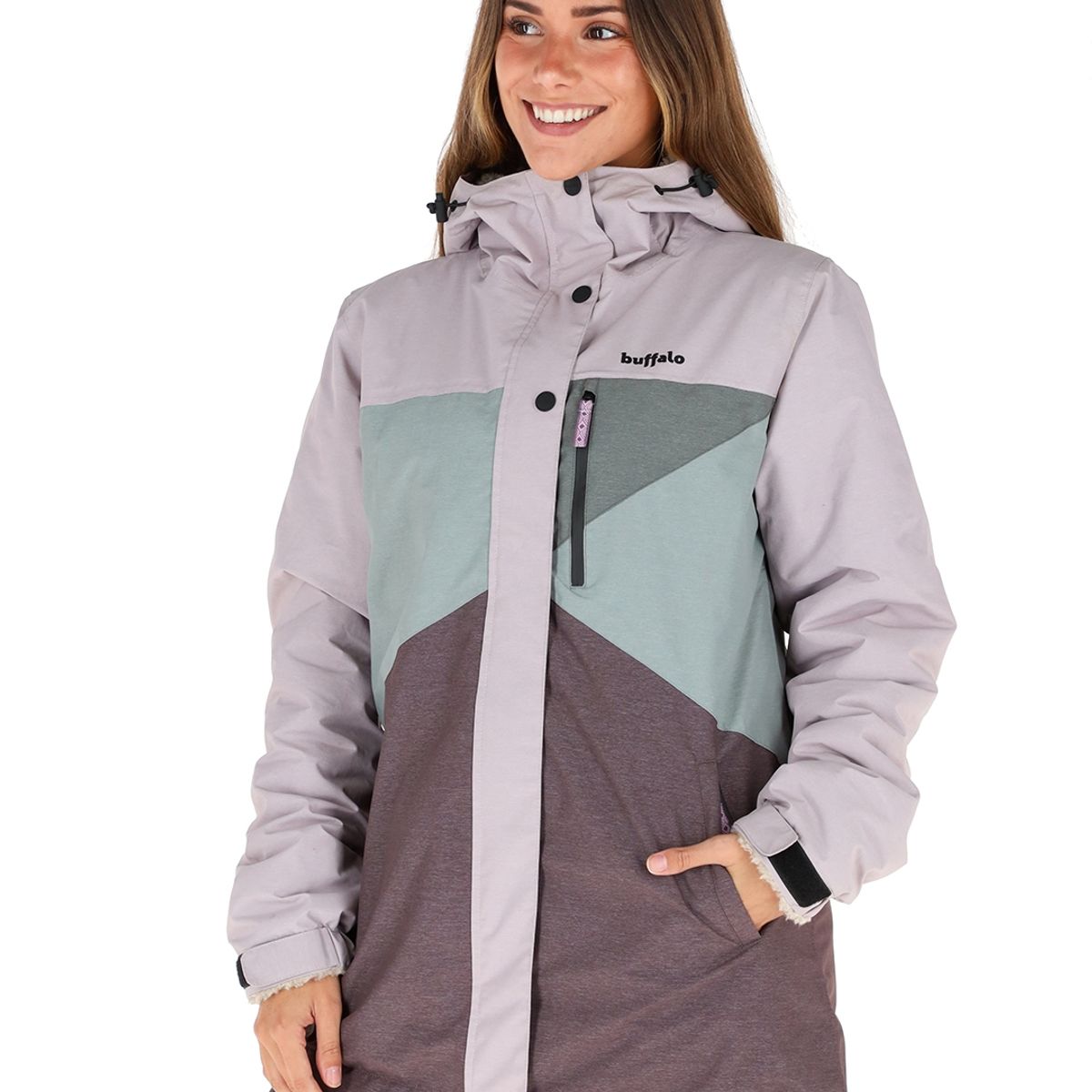 BUFFALO CHILE - Parka Impermeable Camaleon Morado - Lana Jaspeado Mujer