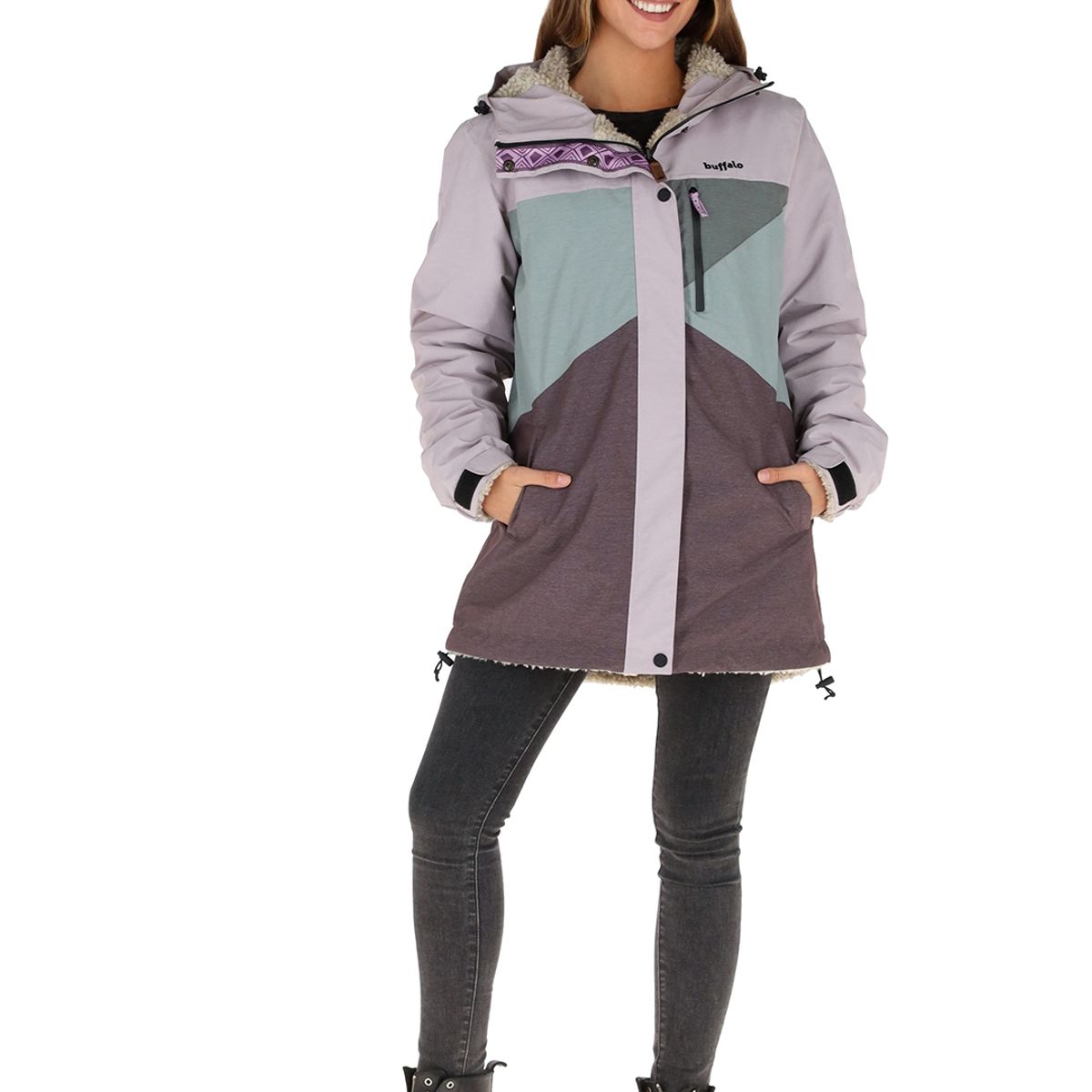 BUFFALO CHILE - Parka Impermeable Camaleon Morado - Lana Jaspeado Mujer