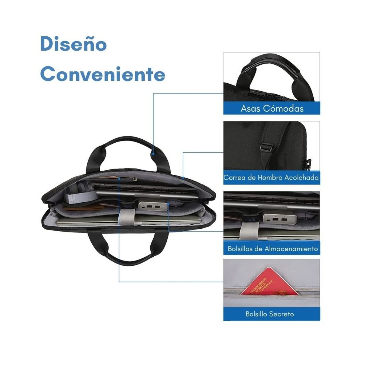 BAGSMART - Bagsmart Bolso computador SLIM para 15.6''- Negro