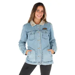 BUFFALO CHILE - Chaqueta Foresta I3 Celeste - Lana Jaspeado Mujer