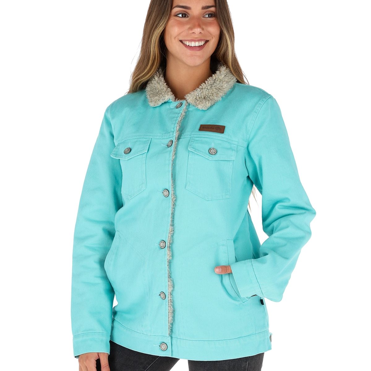 BUFFALO CHILE - Chaqueta Foresta Turquesa - Lana Jaspeado Mujer