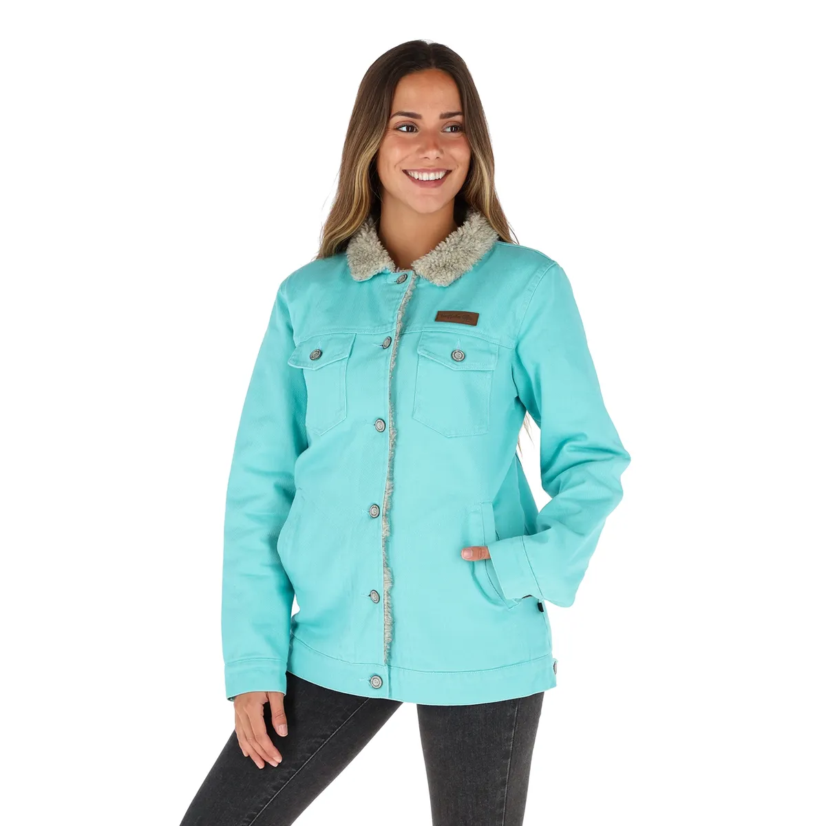 BUFFALO CHILE - Chaqueta Foresta Turquesa - Lana Jaspeado Mujer