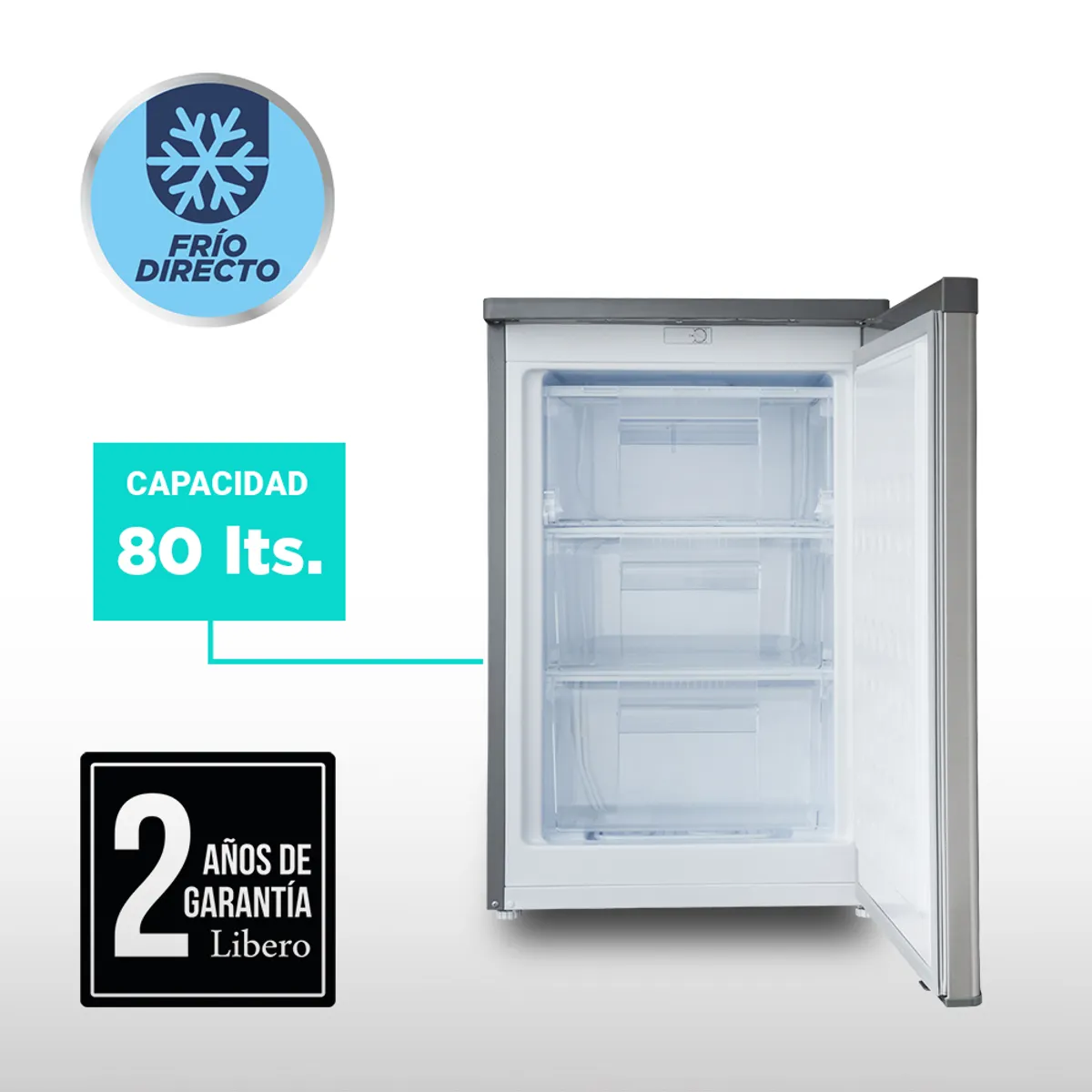 LIBERO - FREEZER VERTICAL FRIO DIRECTO 80 LTS LFV-100I INOX