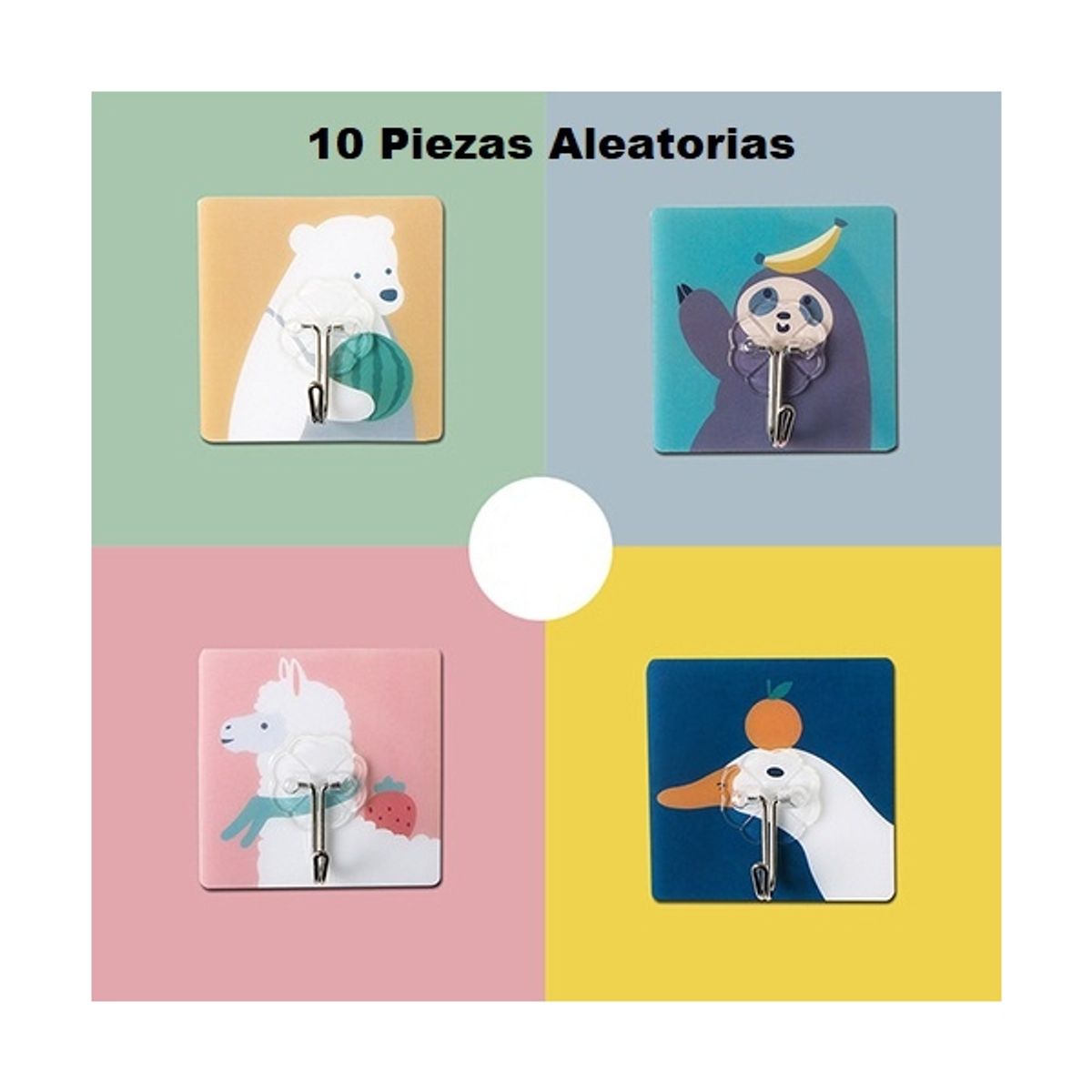 GENERICO - Pack 10u Gancho Perchero Pared Metálico Adhesivo Animales