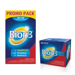 BION - Pack 60+30 3 Vitaminas, Minerales Y Probióticos