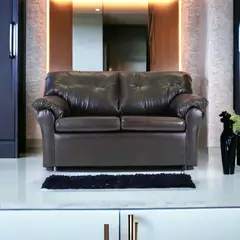MUEBLES AMERICA - Sofá América 2 Cuerpos Cuero Sintético Café Moro