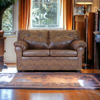 Sofá América 2 Cuerpos Cuero Sintético Caramelo