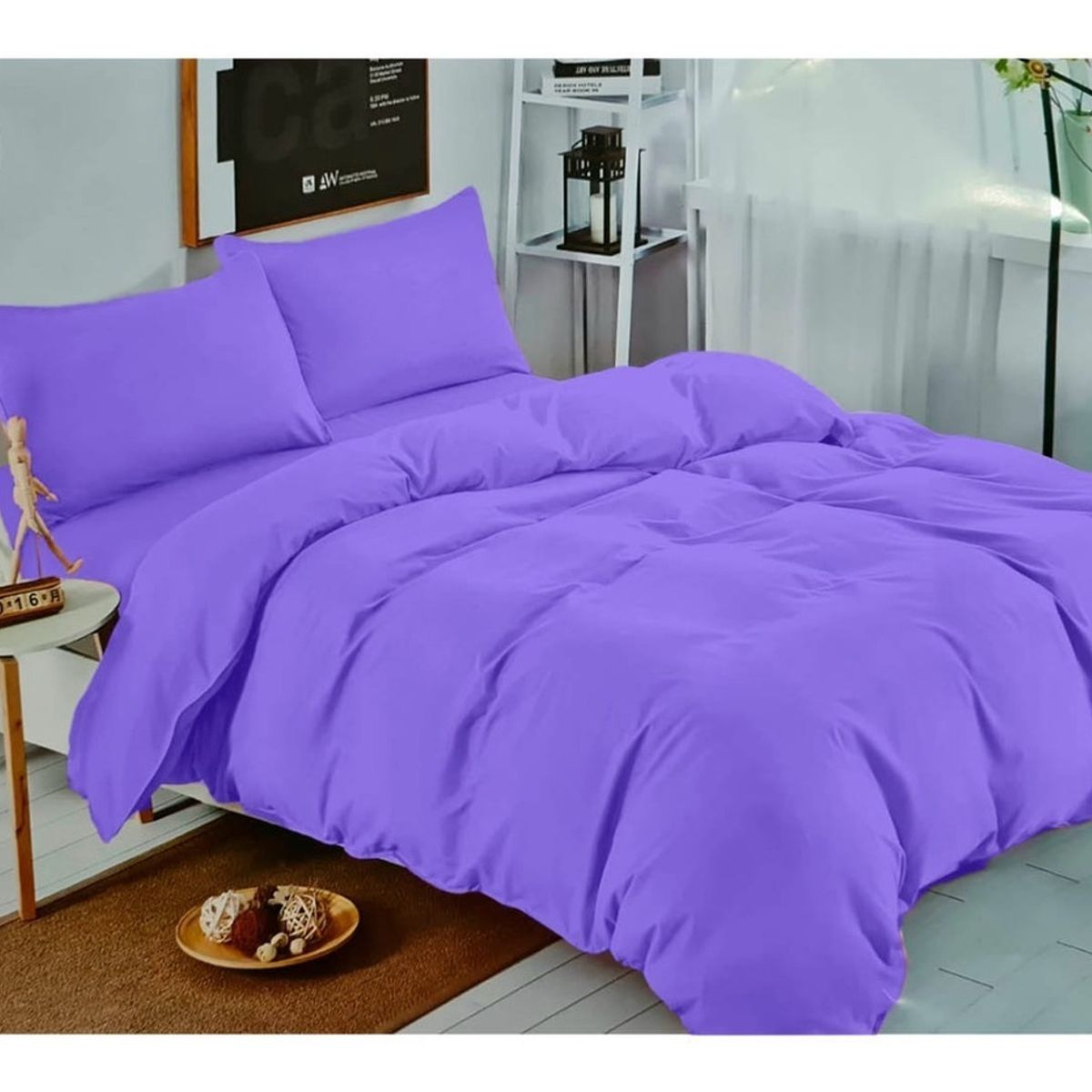 GENERICO - Juego De Sabanas Unicolor Lila 2.0 Plazas (Queen) 144 Hilos