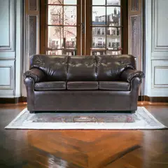 MUEBLES AMERICA - Sofá América 3 Cuerpos Cuero Sintético Café Moro