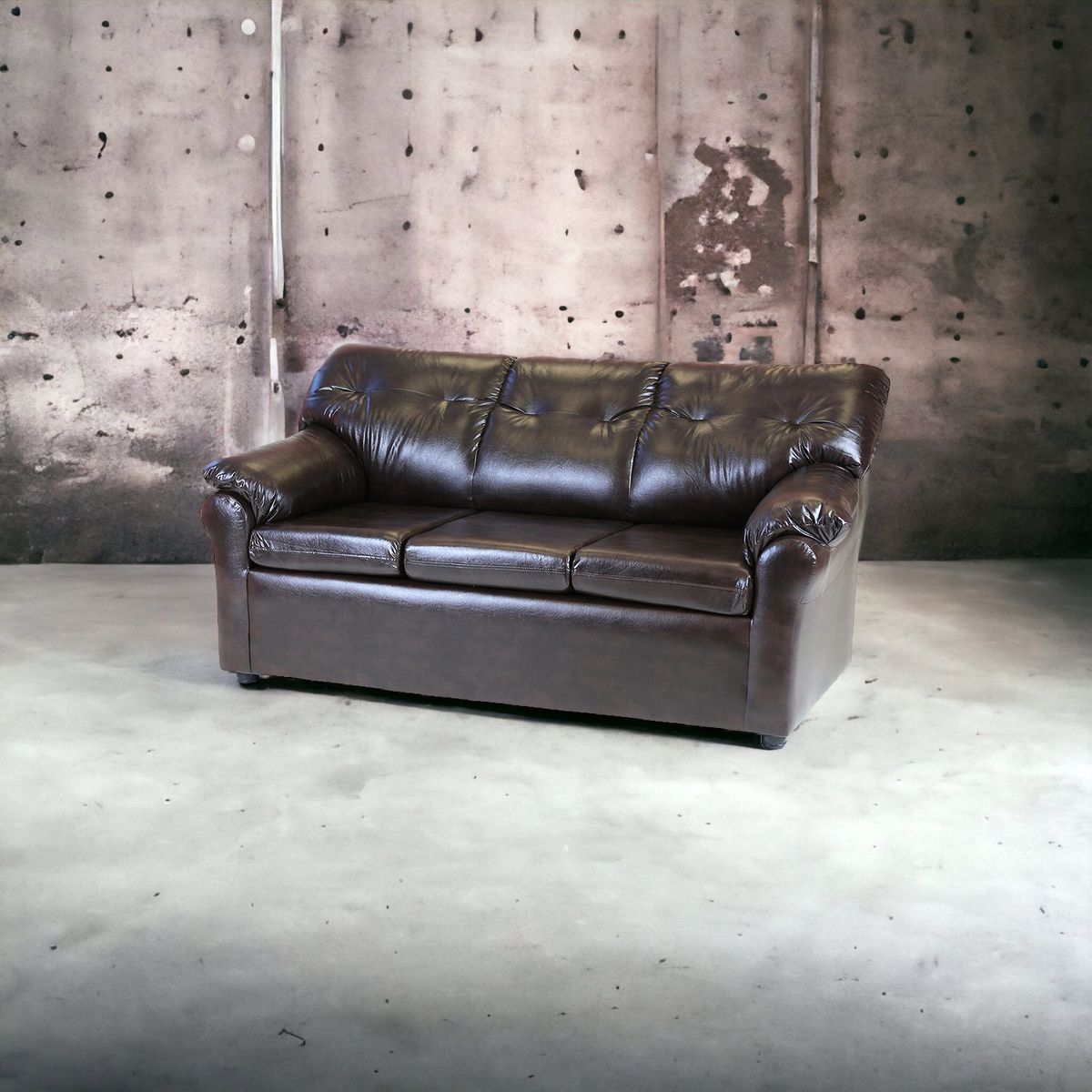 MUEBLES AMERICA - Sofá América 3 Cuerpos Cuero Sintético Café Moro