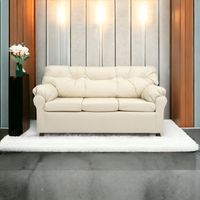 Sofá América 3 Cuerpos Cuero Sintético Beige