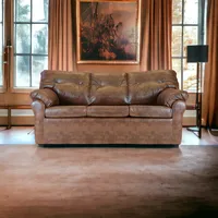 Sofá América 3 Cuerpos Cuero Sintético Caramelo