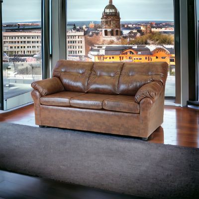 Imagen 2 del producto Sofá América 3 Cuerpos Cuero Sintético Caramelo