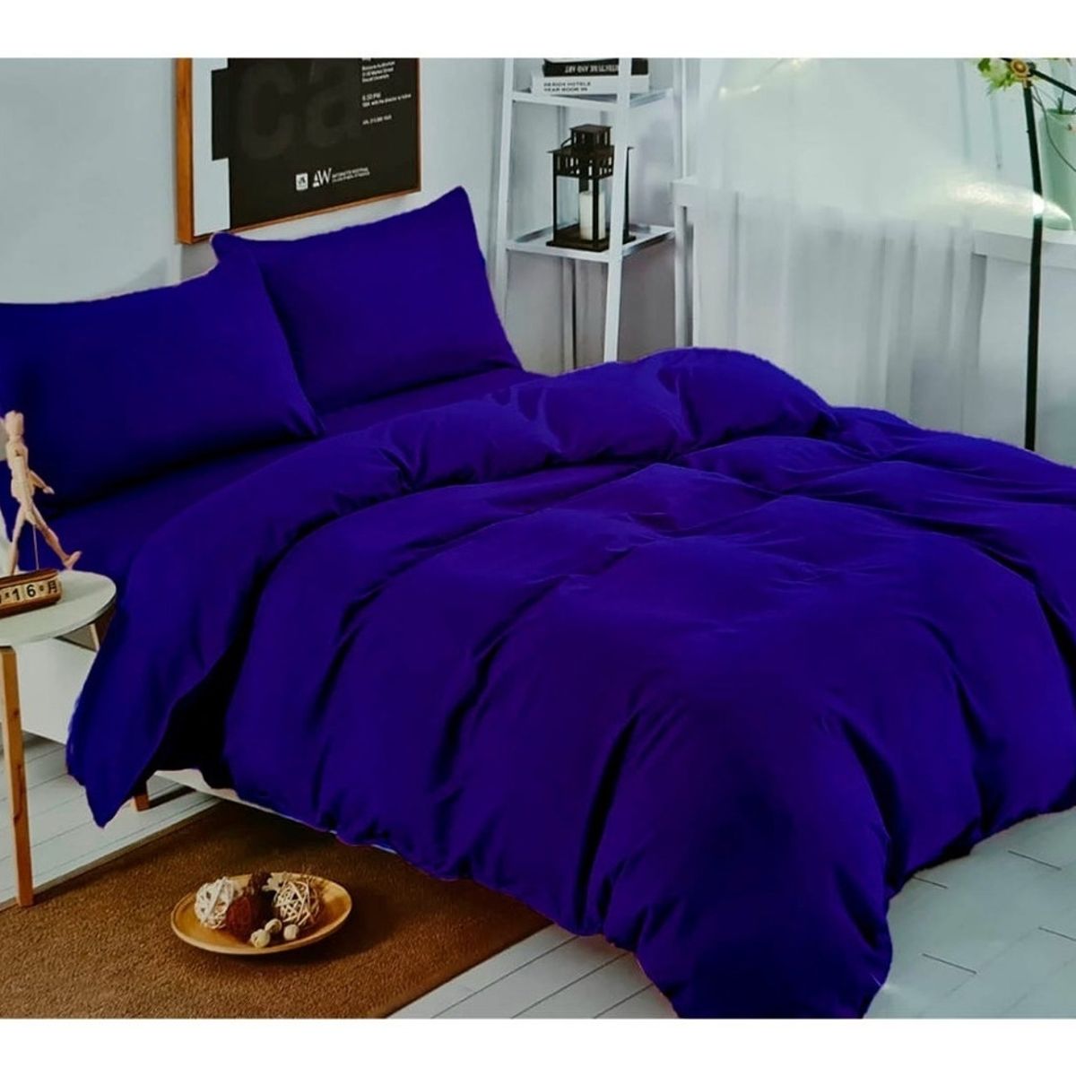 GENERICO - Juego De Sabanas Unicolor Azul 2.0 Plazas (Queen) 144 Hilos