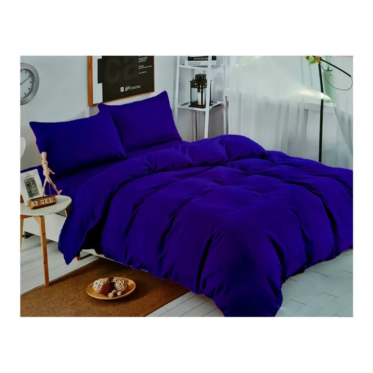 GENERICO - Juego De Sabanas Unicolor Azul 2.0 Plazas (Queen) 144 Hilos